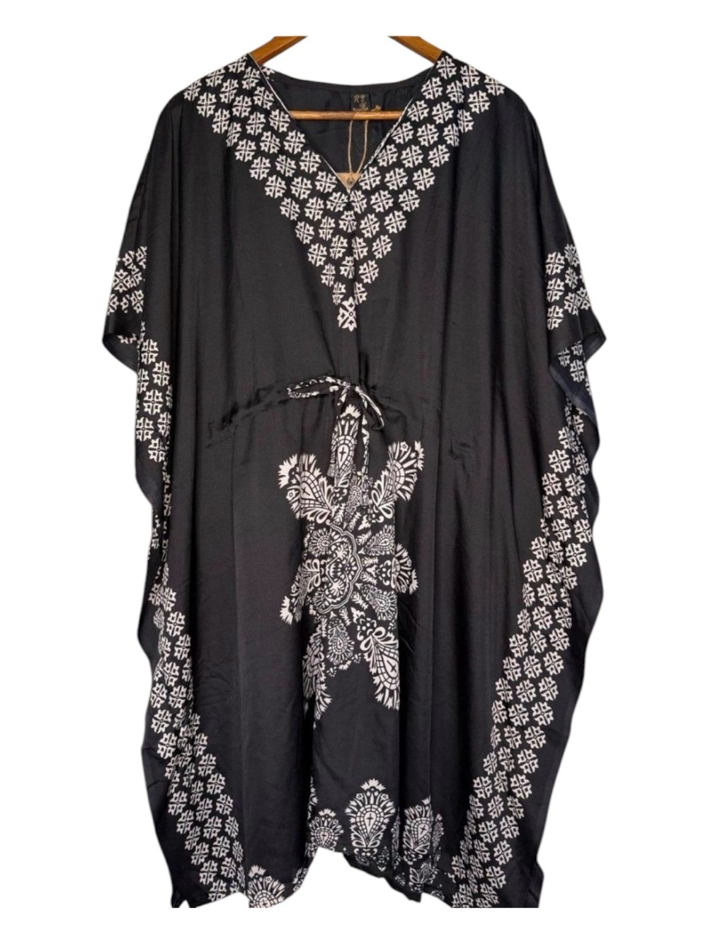 Riviera Sun Women’s Black White Medallion Kaftan Dress/Swim Coverup Plus Size 3X - Picture 6 of 7